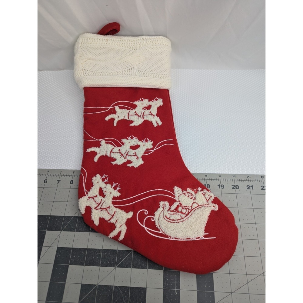 Joann Knit Felt Christmas Stocking 2021 Santa Claus‎ Reindeer 19 Inch